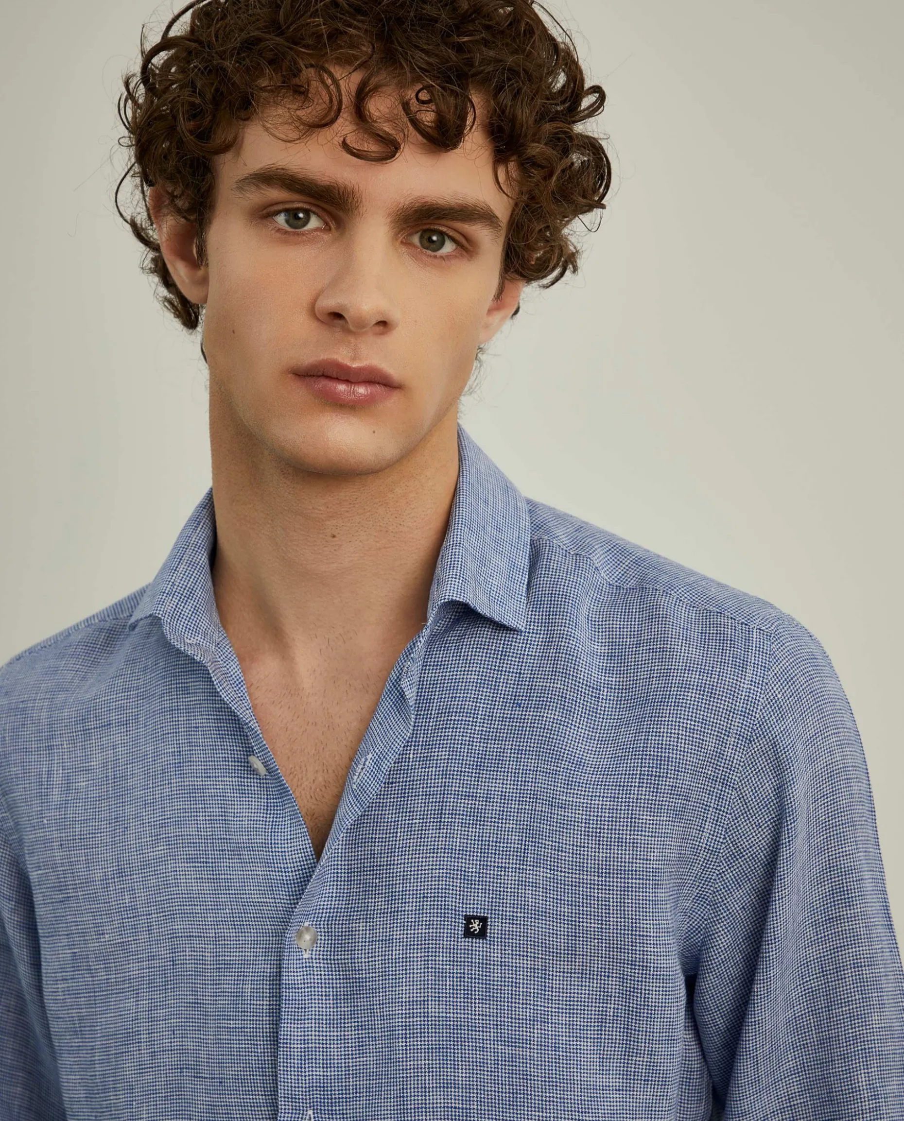 Camisa xadrez de linho slim fit