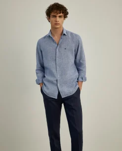 Camisa xadrez de linho slim fit