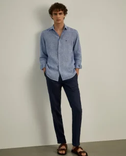 Camisa xadrez de linho slim fit