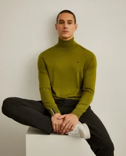 Camisola 100% lã merino com gola alta