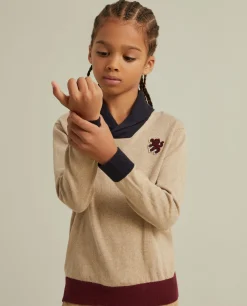 Camisola color block em algodão e caxemira