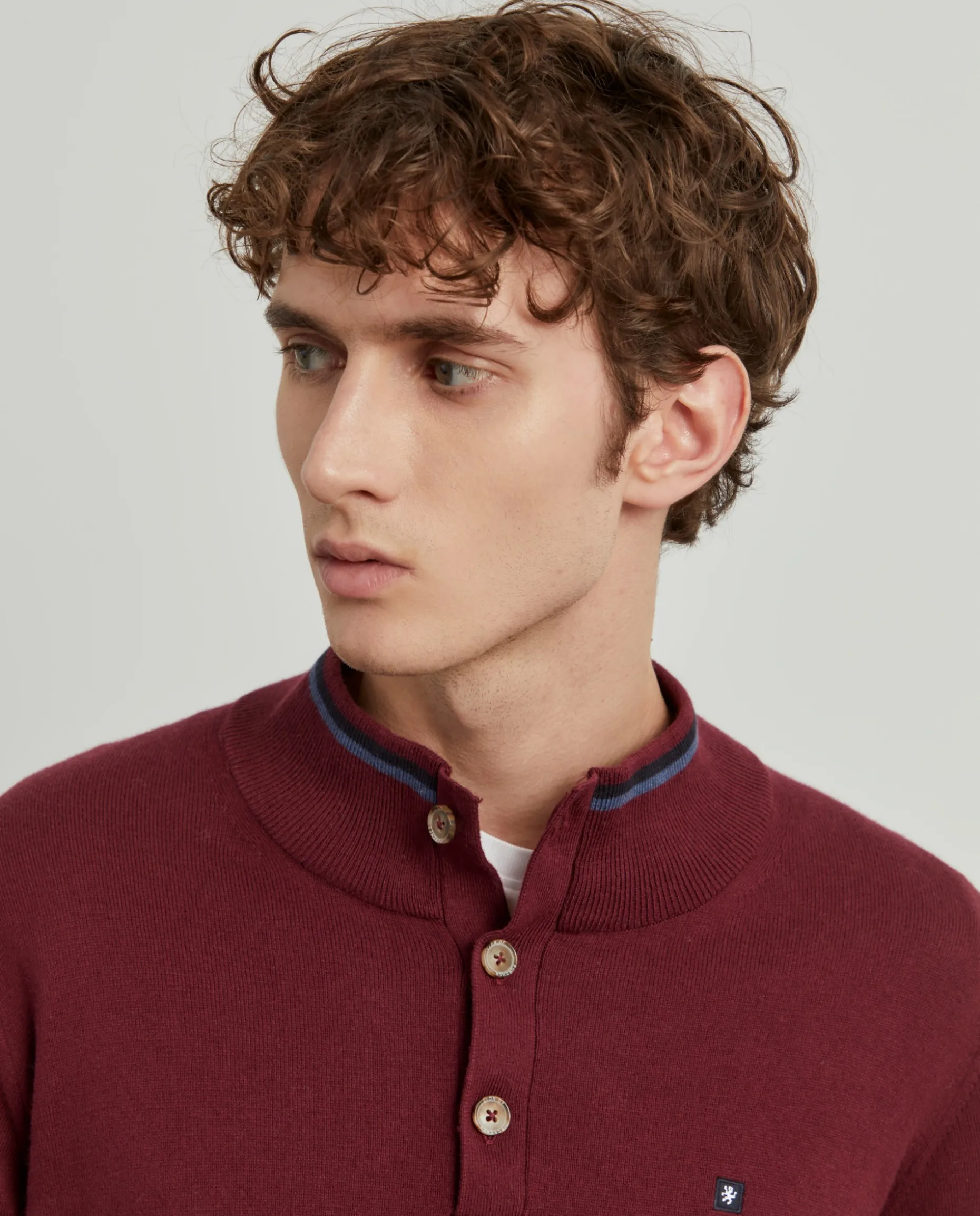 Camisola com botões algodão e caxemira