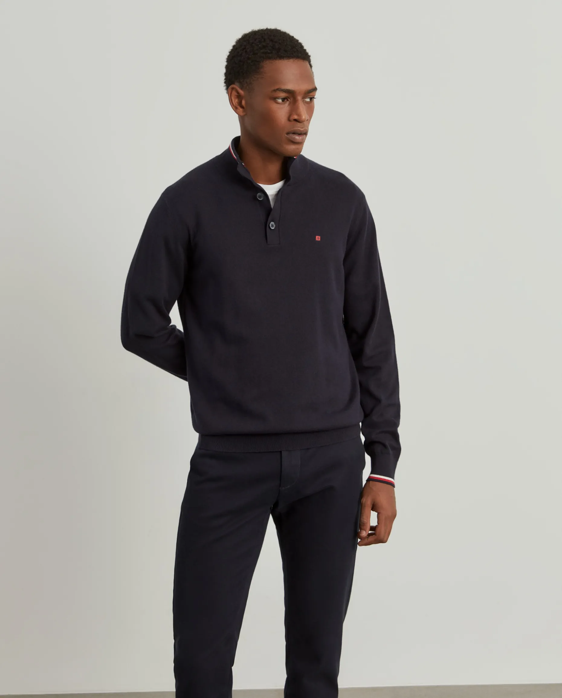 Camisola com botões algodão e caxemira