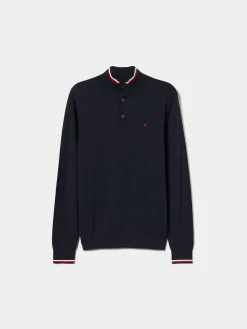 Camisola com botões algodão e caxemira