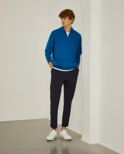 Camisola com fecho em algodão e caxemira