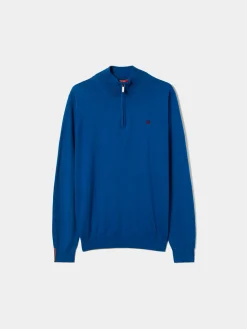 Camisola com fecho em algodão e caxemira