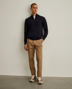 Camisola com fecho em algodão e caxemira