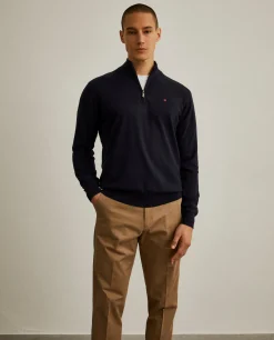 Camisola com fecho em algodão e caxemira