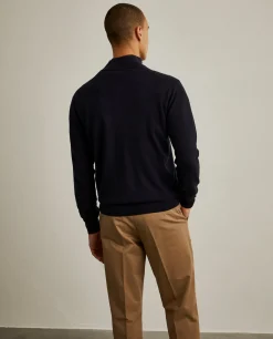 Camisola com fecho em algodão e caxemira