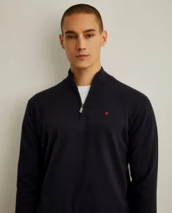 Camisola com fecho em algodão e caxemira