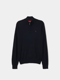 Camisola com fecho em algodão e caxemira