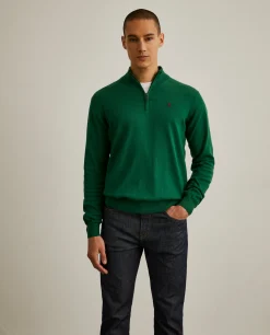 Camisola com fecho em algodão e caxemira