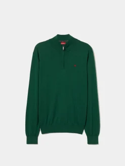 Camisola com fecho em algodão e caxemira