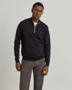 Camisola com fecho em algodão e caxemira