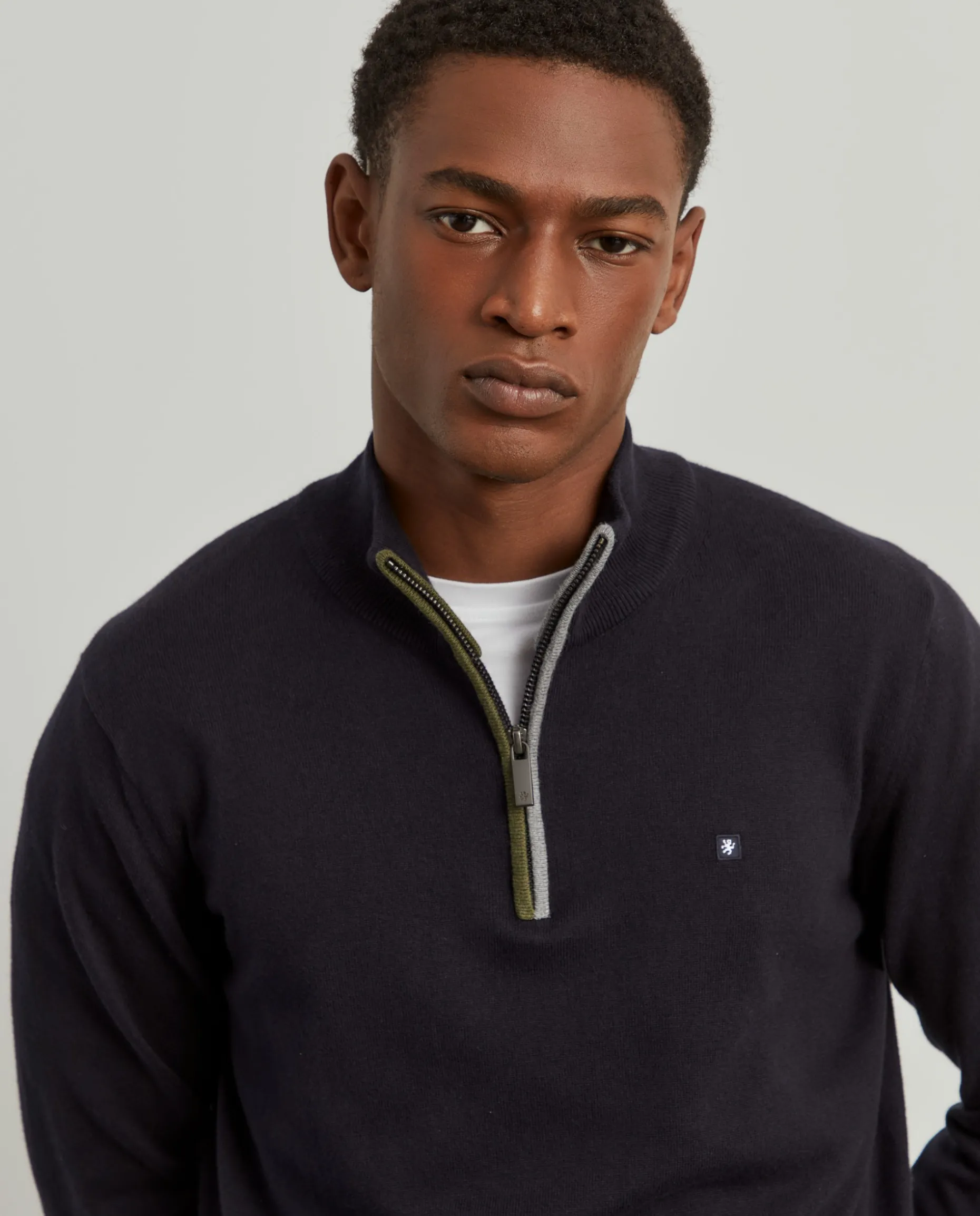 Camisola com fecho em algodão e caxemira