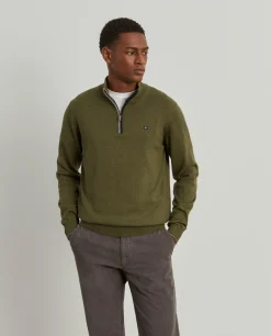 Camisola com fecho em algodão e caxemira