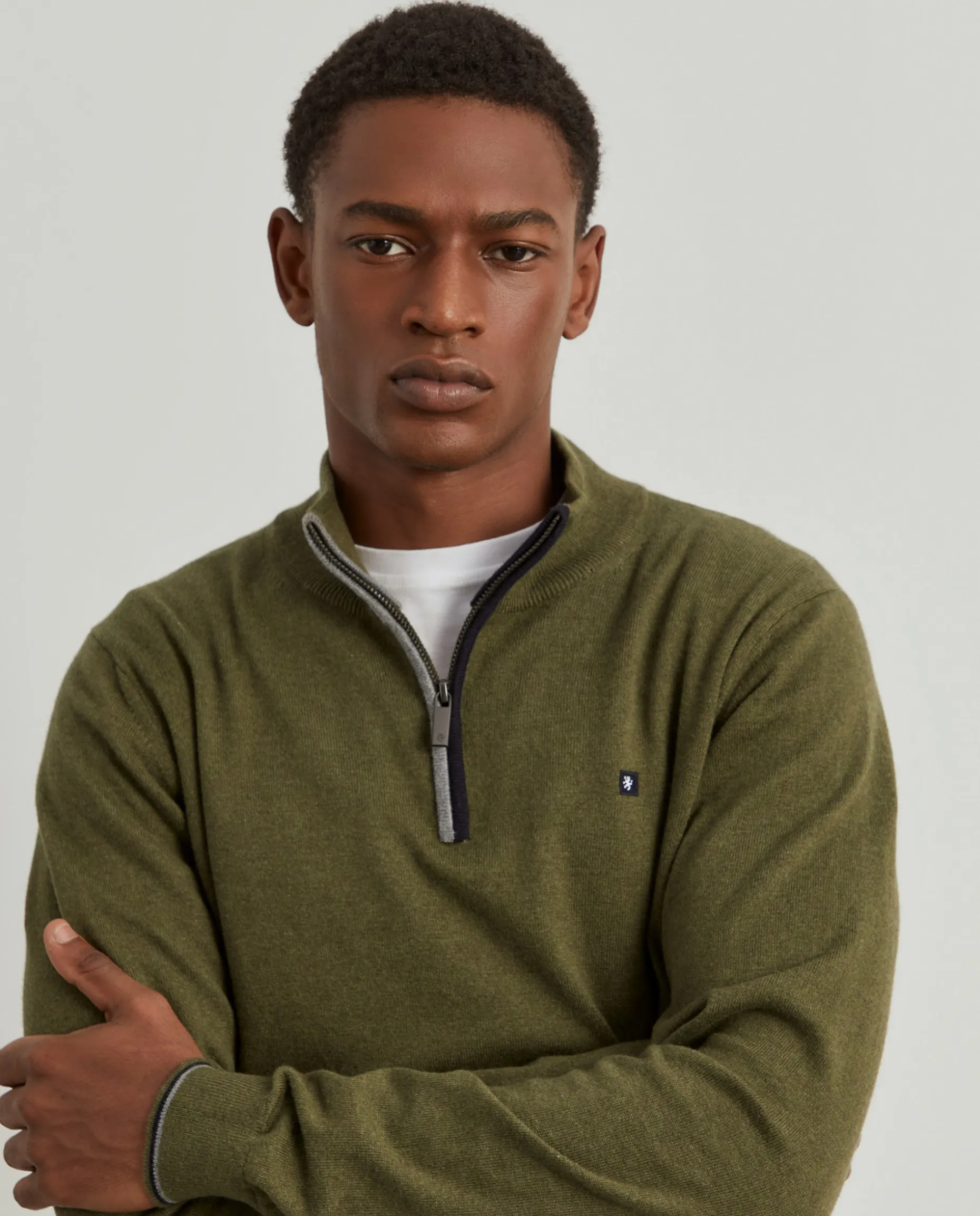 Camisola com fecho em algodão e caxemira