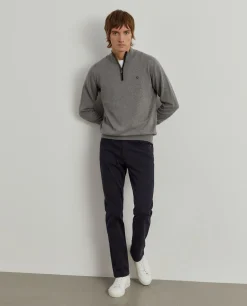 Camisola com fecho em algodão e caxemira