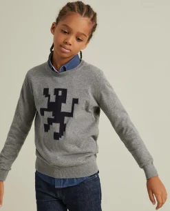 Camisola de algodão e caxemira com estampado