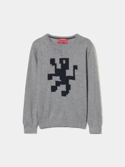 Camisola de algodão e caxemira com estampado