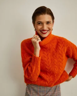 Camisola de gola alta com lã de alpaca