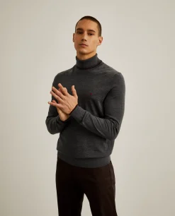Camisola de gola alta de lã merino