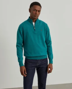 Camisola de lã com fecho