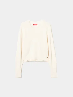 Camisola de lã decote em V