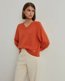 Camisola de lã decote em V