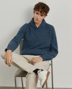 Camisola de lã gola em trespasse