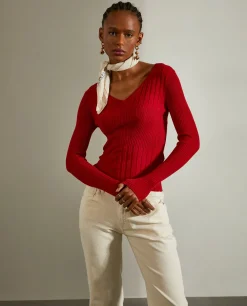 Camisola de malha canelada