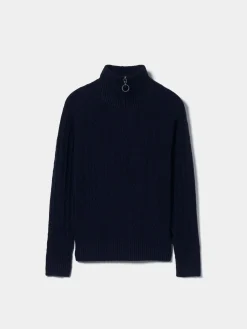 Camisola de malha com textura e fecho