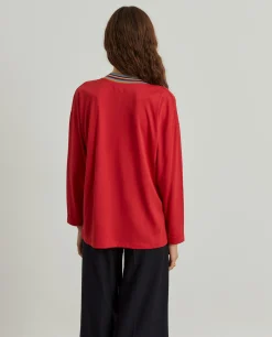 Camisola de malha em liocel e algodão com riscas