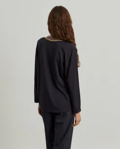 Camisola de malha em liocel e algodão com riscas