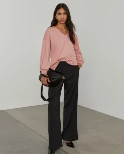 Camisola de malha mangas abalonadas