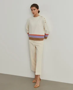 Camisola de meia gola com riscas