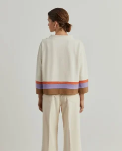 Camisola de meia gola com riscas