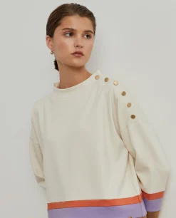 Camisola de meia gola com riscas