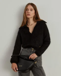 Camisola decote em V com lã mohair