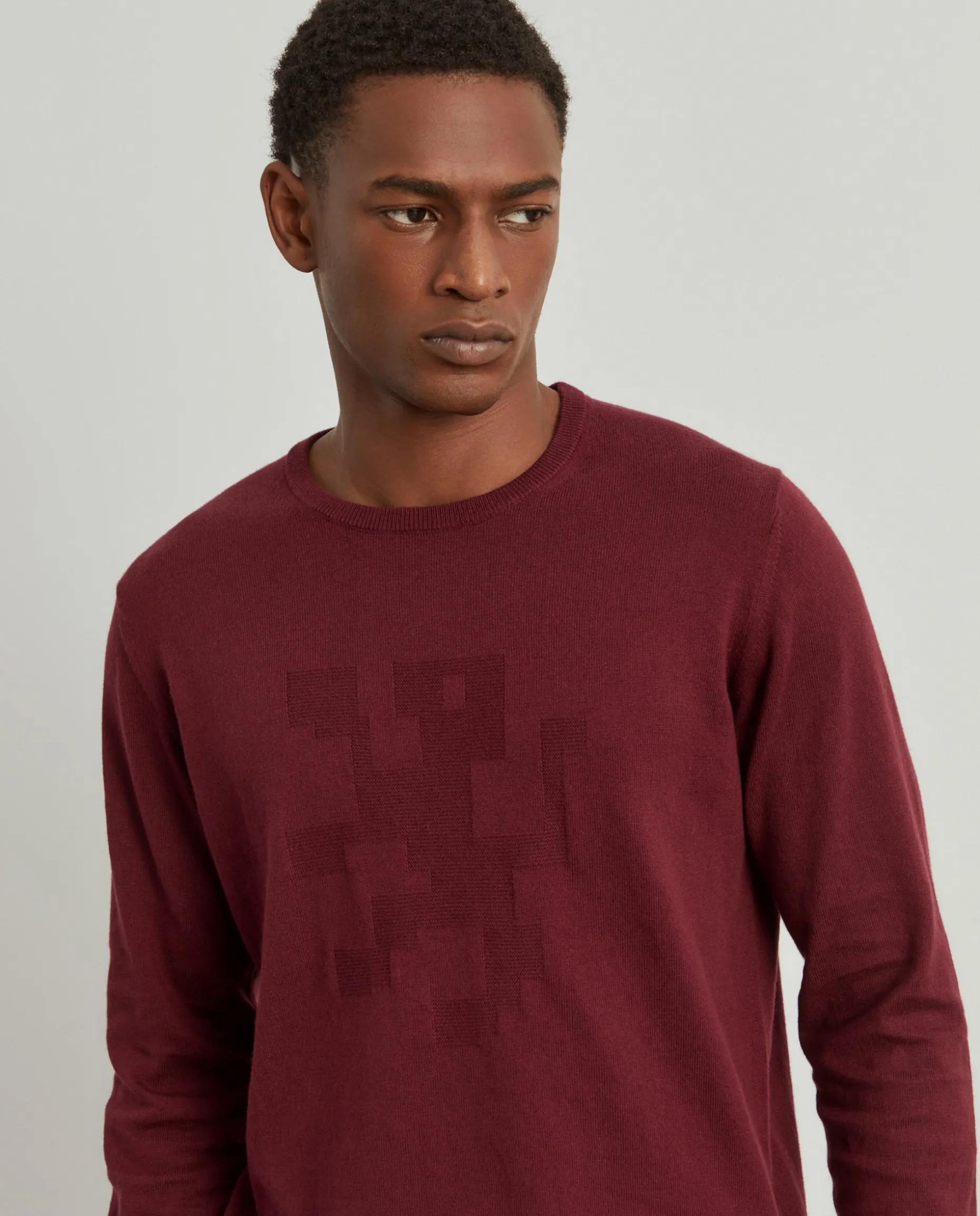 Camisola decote redondo em algodão e caxemira