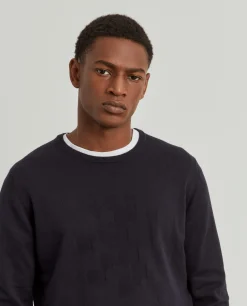 Camisola decote redondo em algodão e caxemira