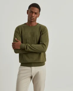 Camisola decote redondo em algodão e caxemira