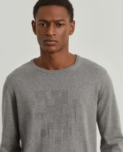 Camisola decote redondo em algodão e caxemira