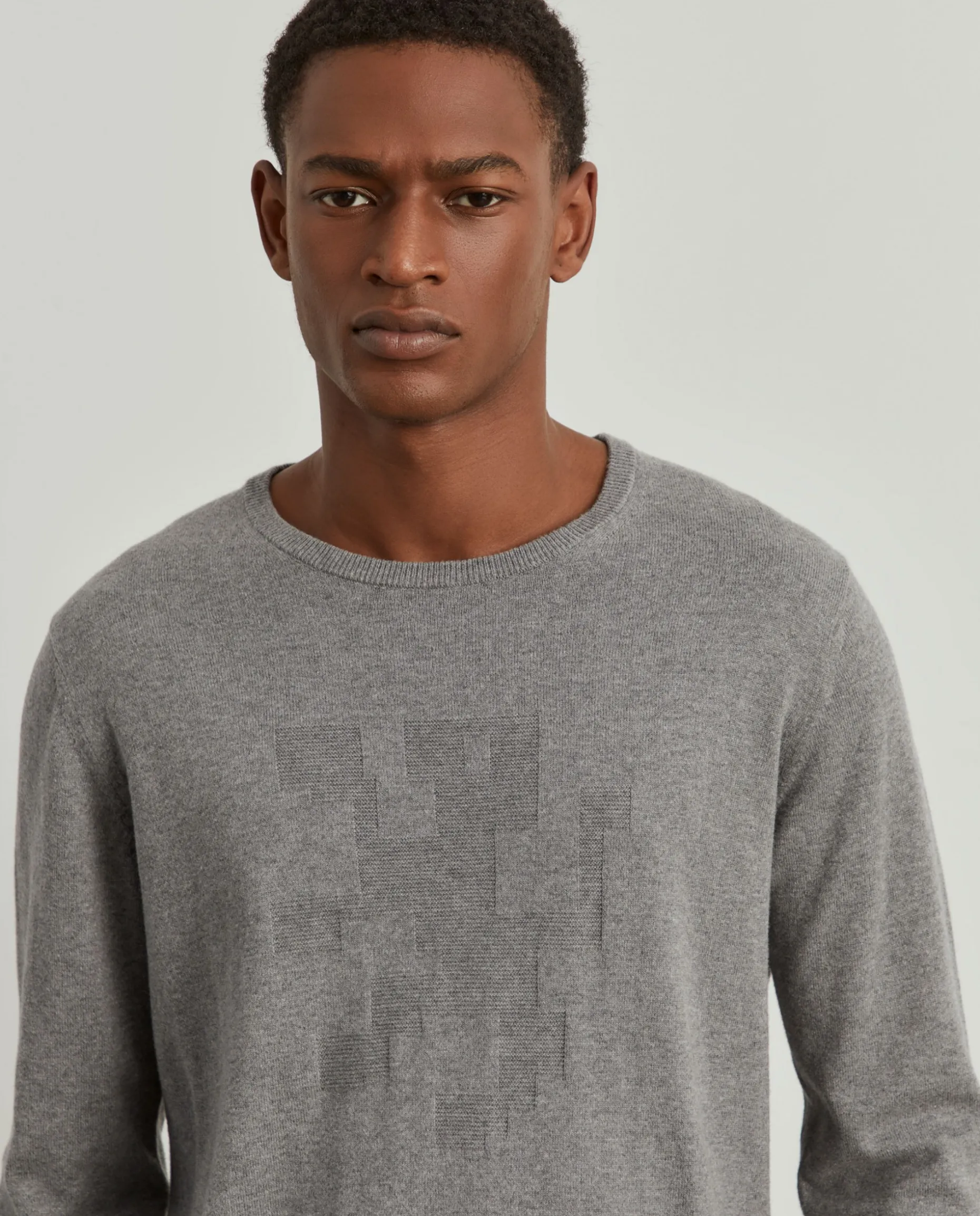 Camisola decote redondo em algodão e caxemira