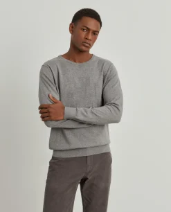 Camisola decote redondo em algodão e caxemira