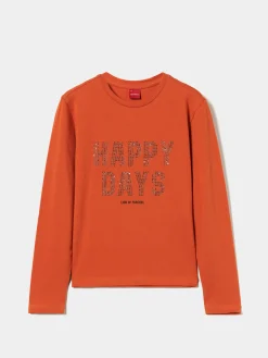 Camisola em algodão com mensagem brilhante