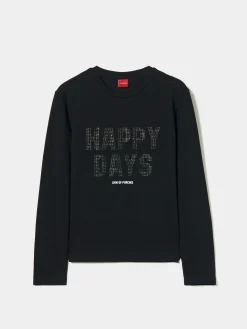 Camisola em algodão com mensagem brilhante