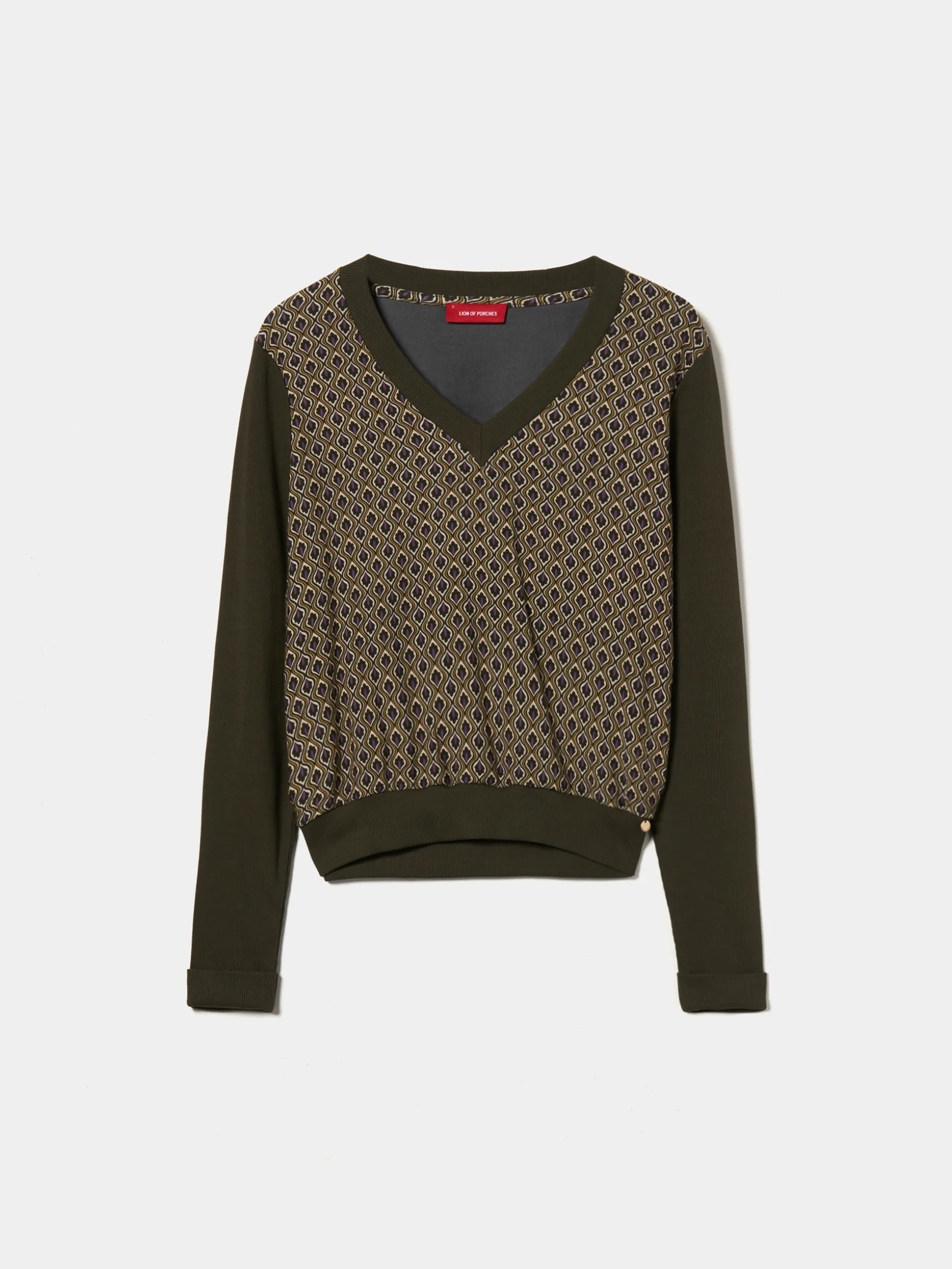 Camisola estampada decote em V