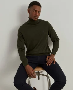 Camisola gola alta 100% lã merino