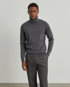 Camisola gola alta 100% lã merino